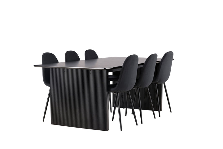 Venture Home Vail Dining Table - Black / Smoked Black MDF +Polar Dining Chair - Black Legs - Black Fabric _6