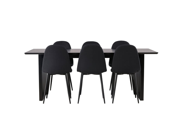 Venture Home Vail Dining Table - Black / Smoked Black MDF +Polar Dining Chair - Black Legs - Black Fabric _6