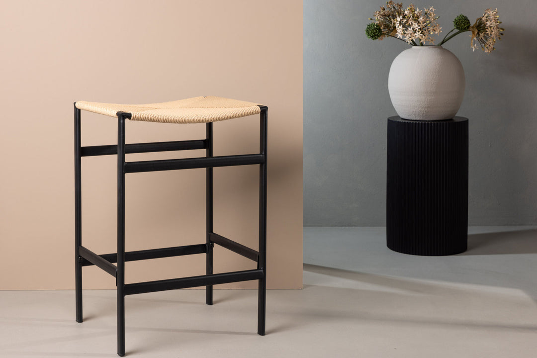 Venture Home Polly Bar Chair 2-pack - Black / Nature Rubberwood , Seat Rope