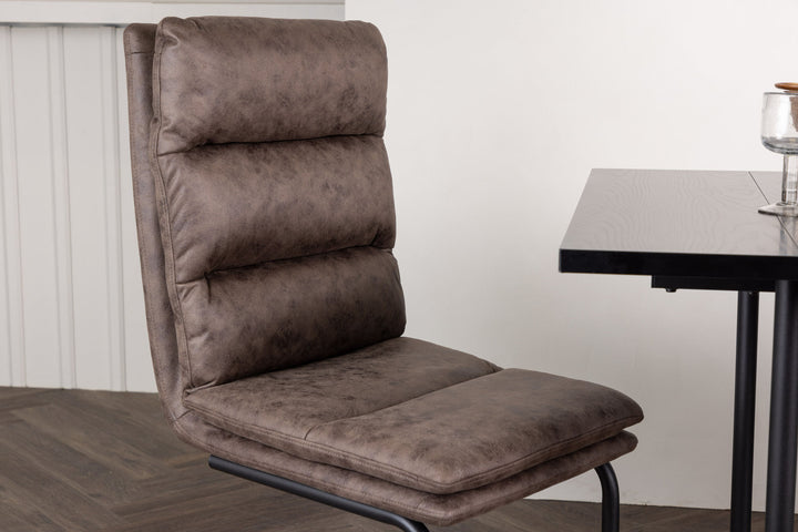 Venture Home Zizo Dining Chair 2-pack - Black / Brown Microfiber Fabric