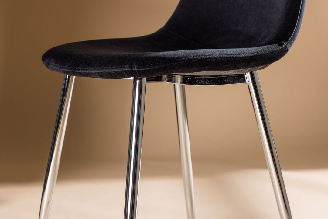 Venture Home Polar Dining Chair 2-pack - Black Velvet / Chrome