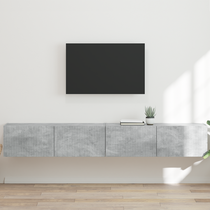 TV vægskab 2 pcs Beton 98 x 31 x 29,5 cm Konstrueret træ