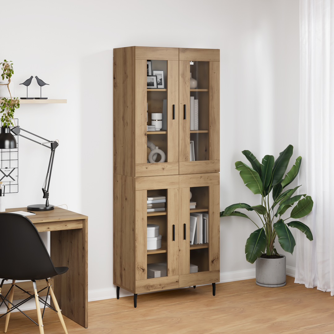 Highboard 2 pcs Artisan Egetræ Ingeniørtræ og glas
