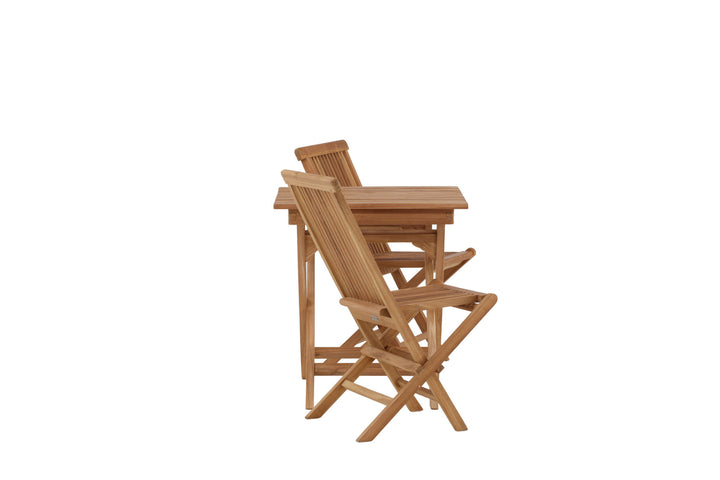 Venture Home Ghana - Folding Table- Natural - Teak - 70*70cm _1+ Kenya Folding Chair w/o Armrest - Teak _2CC