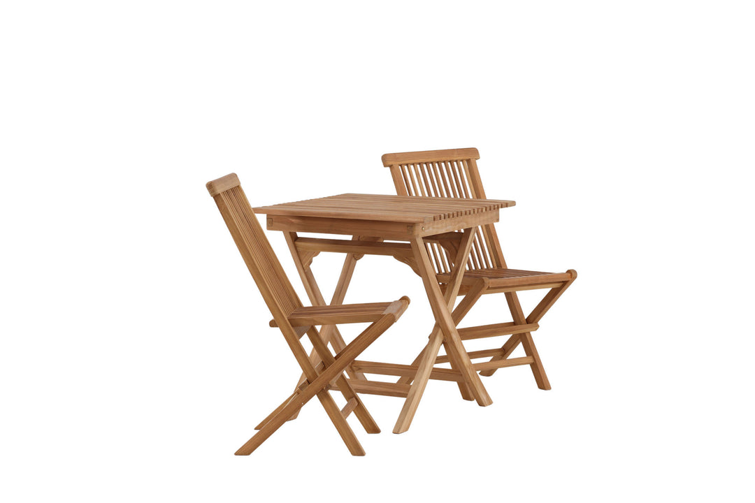 Venture Home Ghana - Folding Table- Natural - Teak - 70*70cm _1+ Kenya Folding Chair w/o Armrest - Teak _2CC