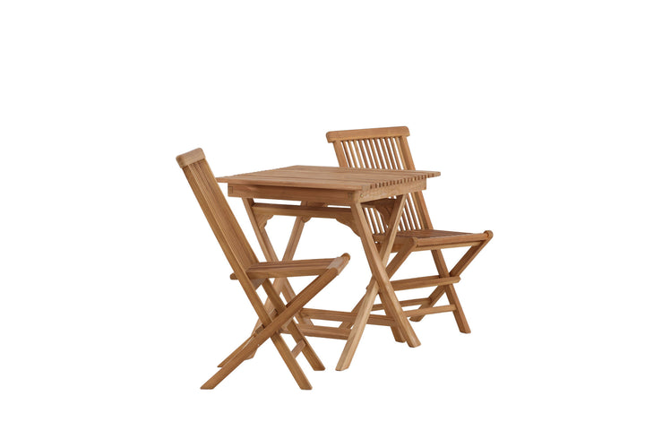 Venture Home Ghana - Folding Table- Natural - Teak - 70*70cm _1+ Kenya Folding Chair w/o Armrest - Teak _2CC