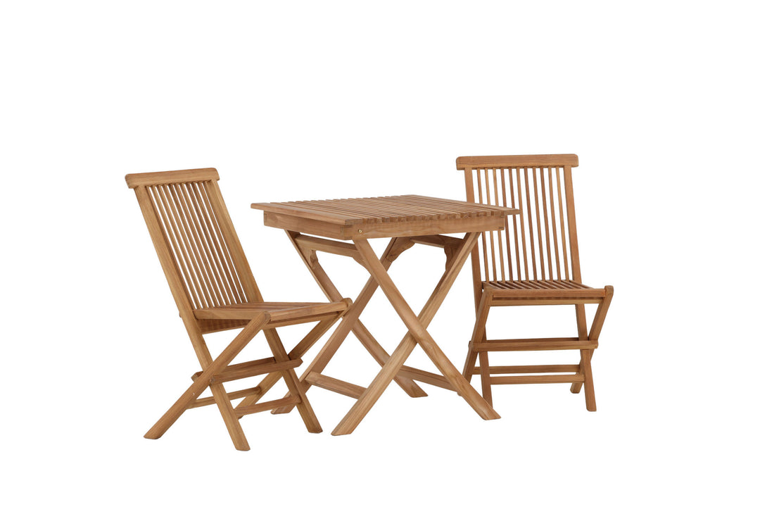 Venture Home Ghana - Folding Table- Natural - Teak - 70*70cm _1+ Kenya Folding Chair w/o Armrest - Teak _2CC