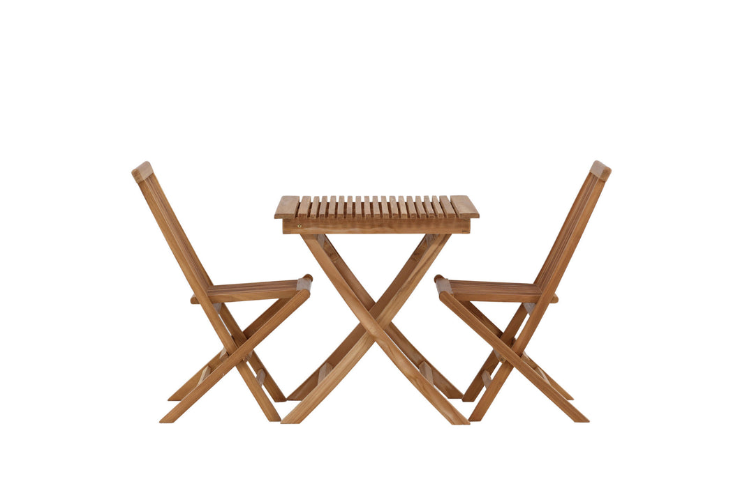 Venture Home Ghana - Folding Table- Natural - Teak - 70*70cm _1+ Kenya Folding Chair w/o Armrest - Teak _2CC