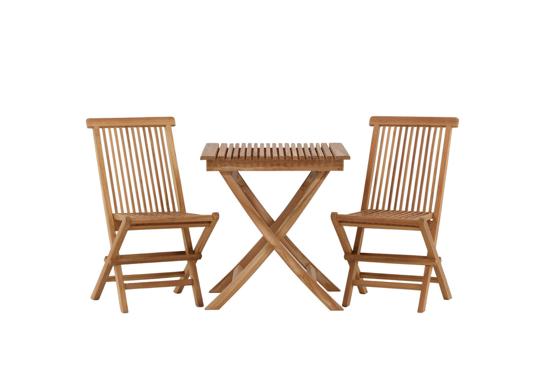 Venture Home Ghana - Folding Table- Natural - Teak - 70*70cm _1+ Kenya Folding Chair w/o Armrest - Teak _2CC