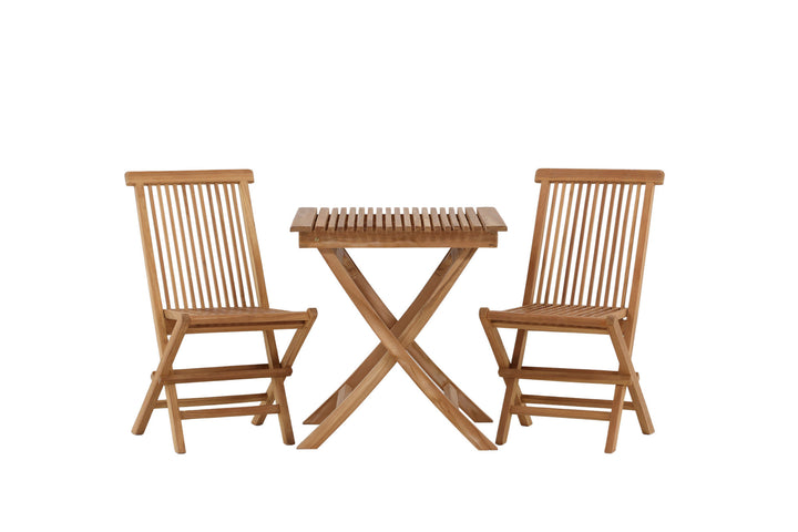 Venture Home Ghana - Folding Table- Natural - Teak - 70*70cm _1+ Kenya Folding Chair w/o Armrest - Teak _2CC