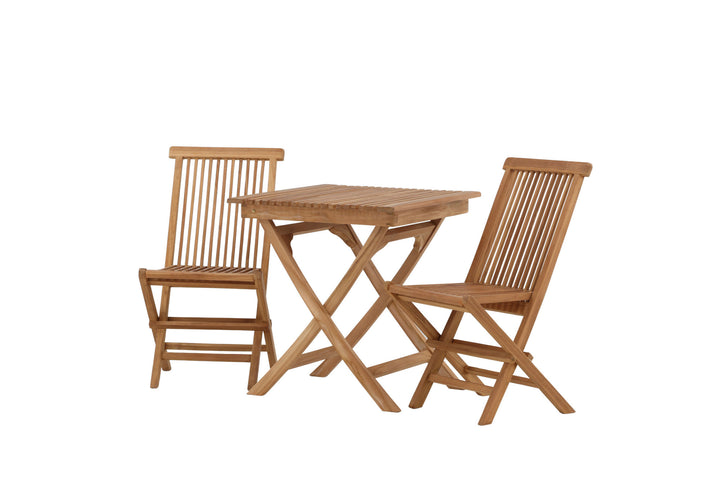 Venture Home Ghana - Folding Table- Natural - Teak - 70*70cm _1+ Kenya Folding Chair w/o Armrest - Teak _2CC