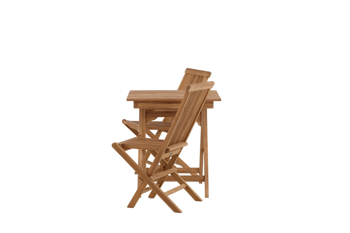 Venture Home Ghana - Folding Table- Natural - Teak - 70*70cm _1+ Kenya Folding Chair w/o Armrest - Teak _2CC