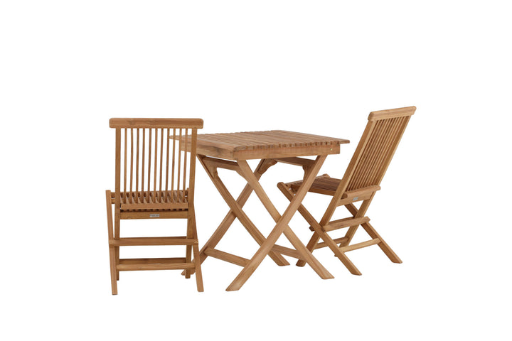 Venture Home Ghana - Folding Table- Natural - Teak - 70*70cm _1+ Kenya Folding Chair w/o Armrest - Teak _2CC