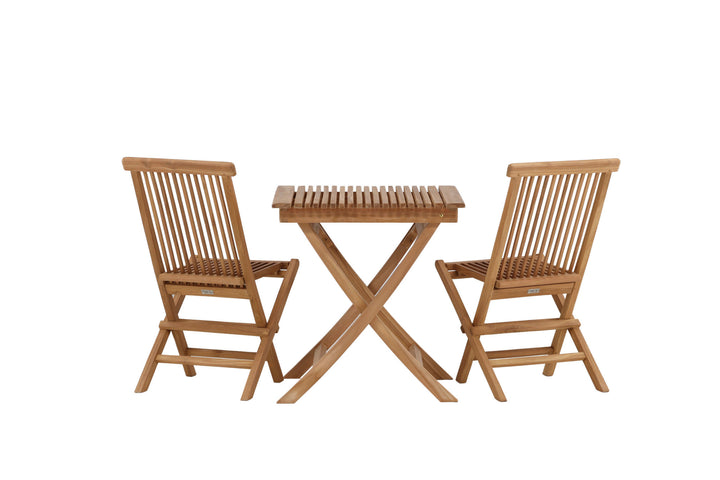 Venture Home Ghana - Folding Table- Natural - Teak - 70*70cm _1+ Kenya Folding Chair w/o Armrest - Teak _2CC