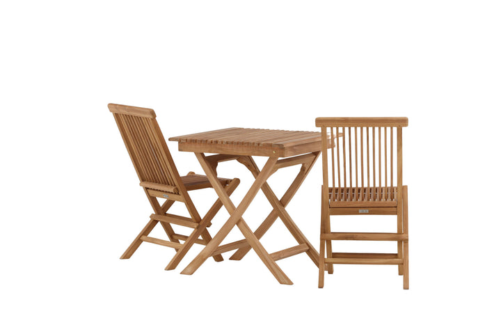 Venture Home Ghana - Folding Table- Natural - Teak - 70*70cm _1+ Kenya Folding Chair w/o Armrest - Teak _2CC