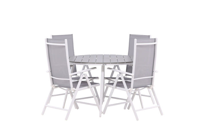 Venture Home Break - Dining Table Round- White / Grey - Alu / Aintwood - 120ø _1+ Break 5:pos Chair - White/Grey _4