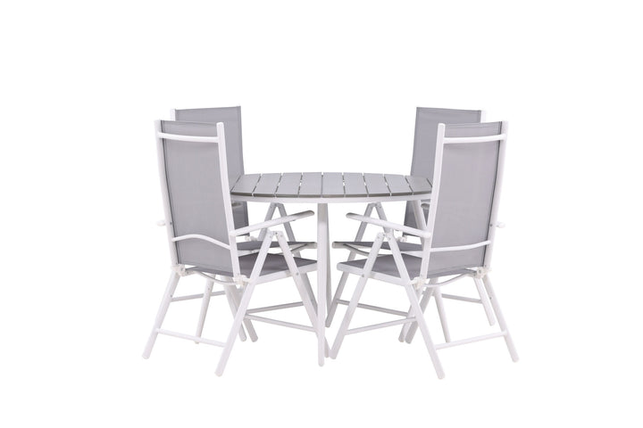 Venture Home Break - Dining Table Round- White / Grey - Alu / Aintwood - 120ø _1+ Break 5:pos Chair - White/Grey _4