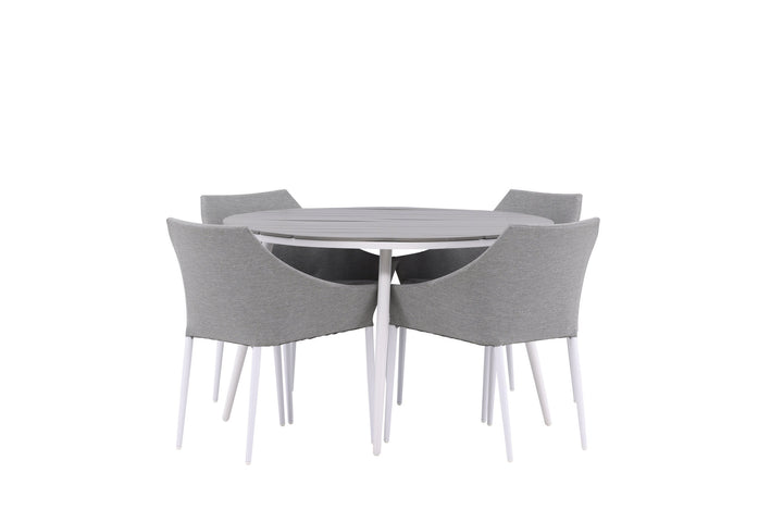 Venture Home Break - Dining Table Round- White / Grey - Alu / Aintwood - 120ø _1+ Spoga - Dining Chair- White / Grey - - _4