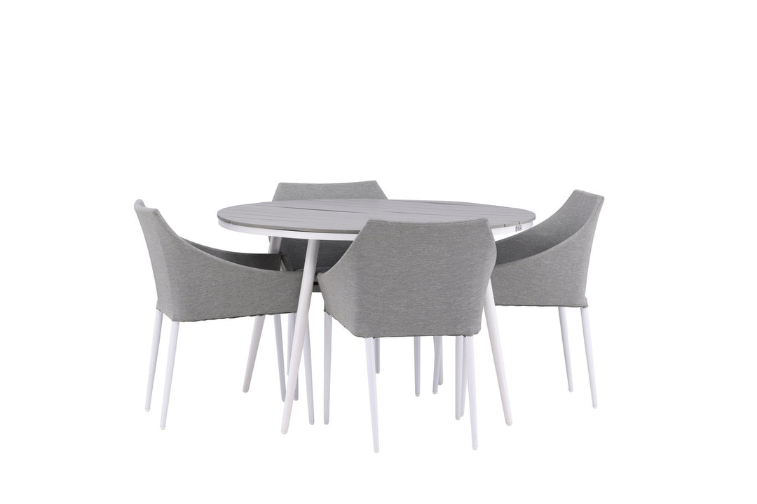 Venture Home Break - Dining Table Round- White / Grey - Alu / Aintwood - 120ø _1+ Spoga - Dining Chair- White / Grey - - _4