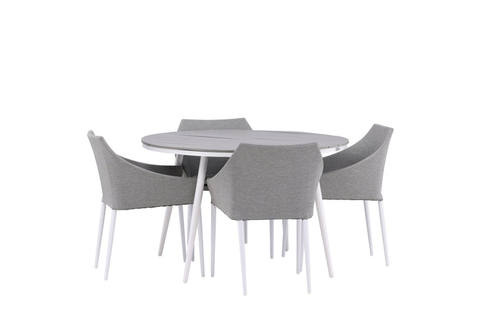 Venture Home Break - Dining Table Round- White / Grey - Alu / Aintwood - 120ø _1+ Spoga - Dining Chair- White / Grey - - _4