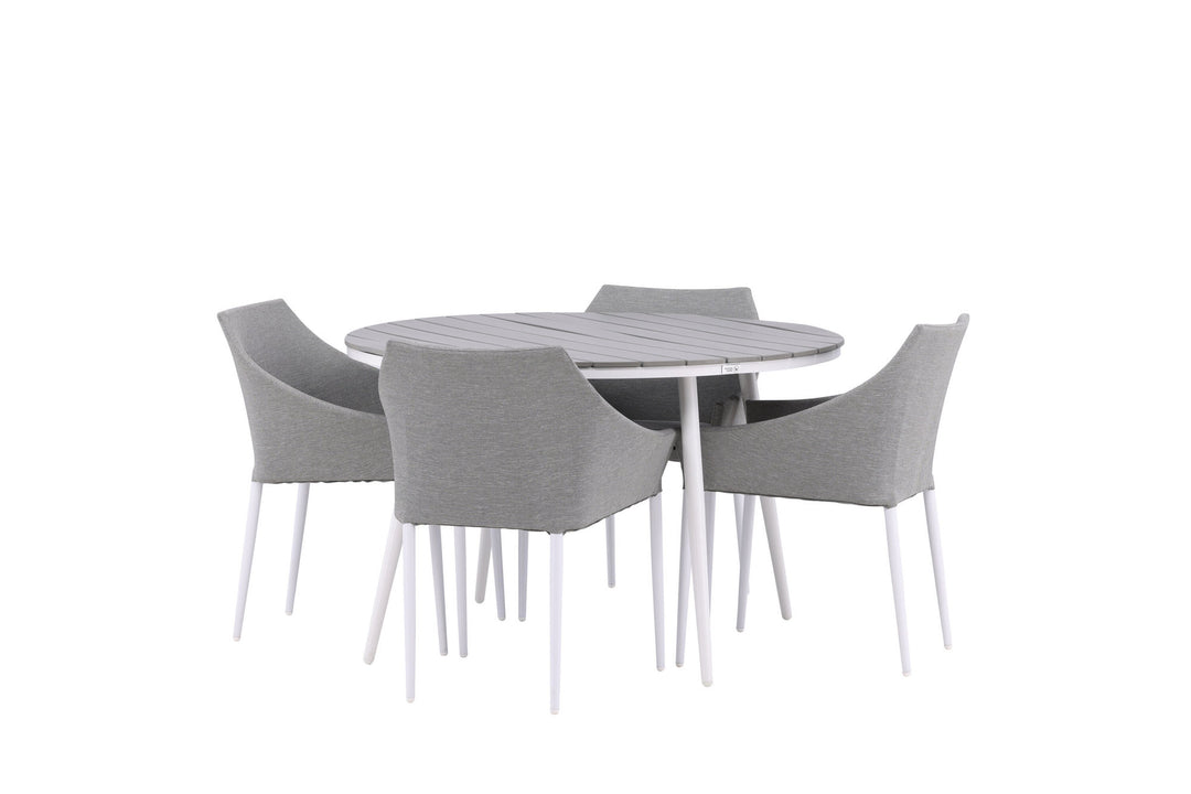 Venture Home Break - Dining Table Round- White / Grey - Alu / Aintwood - 120ø _1+ Spoga - Dining Chair- White / Grey - - _4