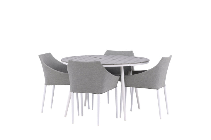Venture Home Break - Dining Table Round- White / Grey - Alu / Aintwood - 120ø _1+ Spoga - Dining Chair- White / Grey - - _4