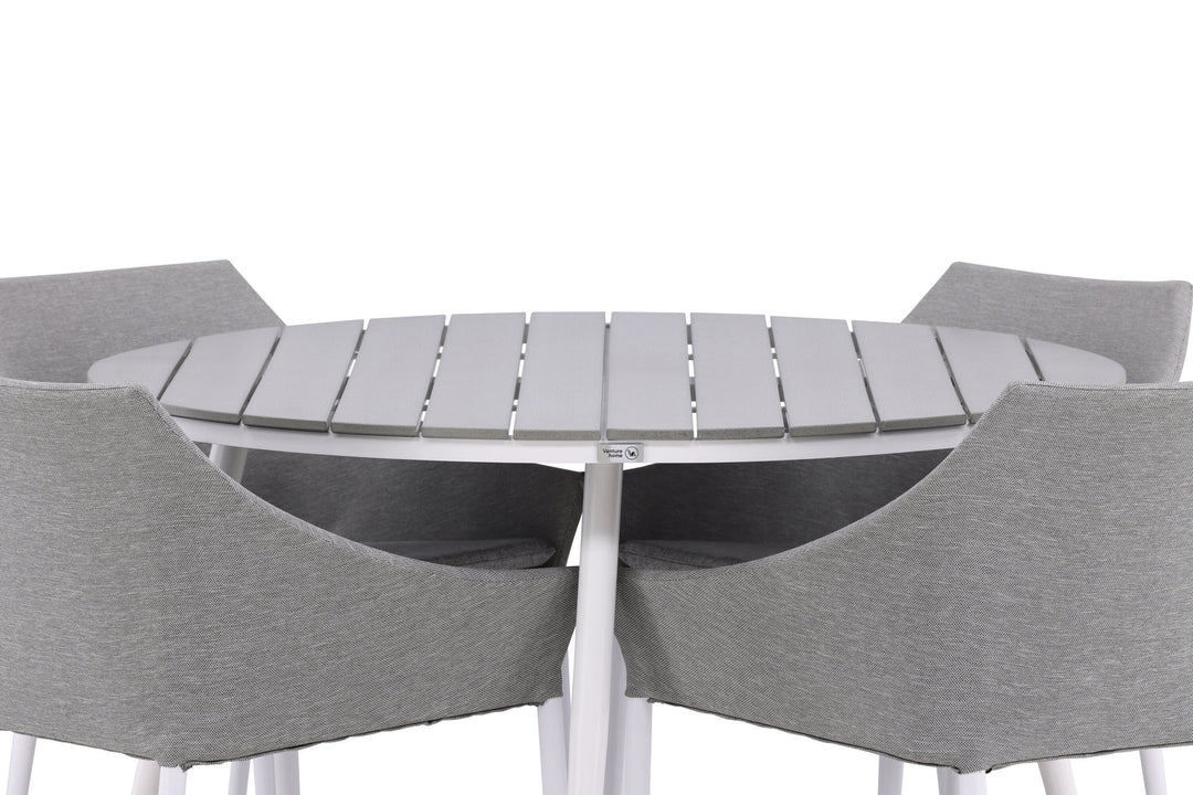 Venture Home Break - Dining Table Round- White / Grey - Alu / Aintwood - 120ø _1+ Spoga - Dining Chair- White / Grey - - _4
