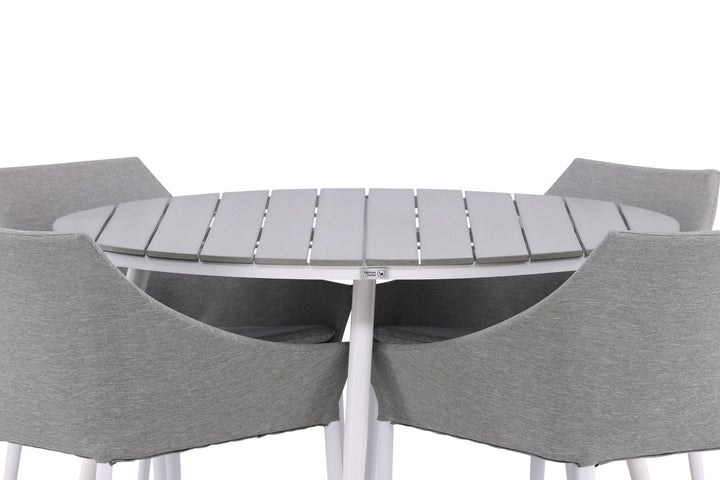 Venture Home Break - Dining Table Round- White / Grey - Alu / Aintwood - 120ø _1+ Spoga - Dining Chair- White / Grey - - _4