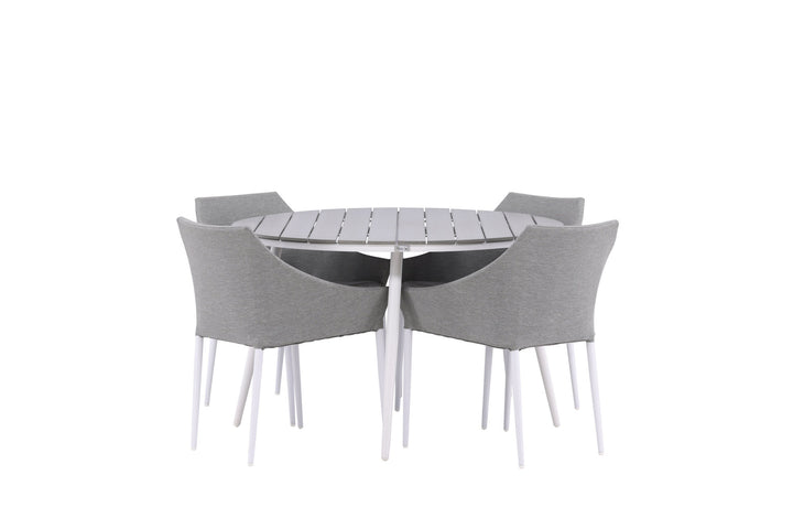 Venture Home Break - Dining Table Round- White / Grey - Alu / Aintwood - 120ø _1+ Spoga - Dining Chair- White / Grey - - _4