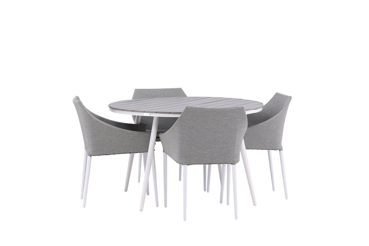 Venture Home Break - Dining Table Round- White / Grey - Alu / Aintwood - 120ø _1+ Spoga - Dining Chair- White / Grey - - _4