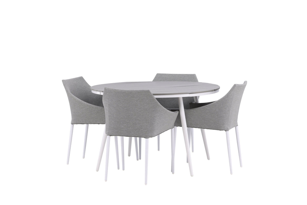 Venture Home Break - Dining Table Round- White / Grey - Alu / Aintwood - 120ø _1+ Spoga - Dining Chair- White / Grey - - _4