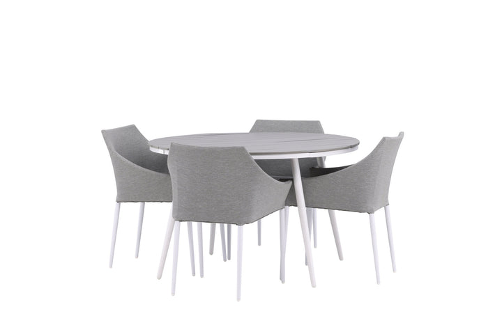 Venture Home Break - Dining Table Round- White / Grey - Alu / Aintwood - 120ø _1+ Spoga - Dining Chair- White / Grey - - _4