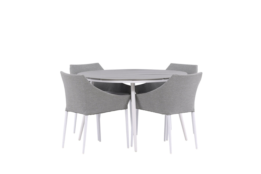 Venture Home Break - Dining Table Round- White / Grey - Alu / Aintwood - 120ø _1+ Spoga - Dining Chair- White / Grey - - _4