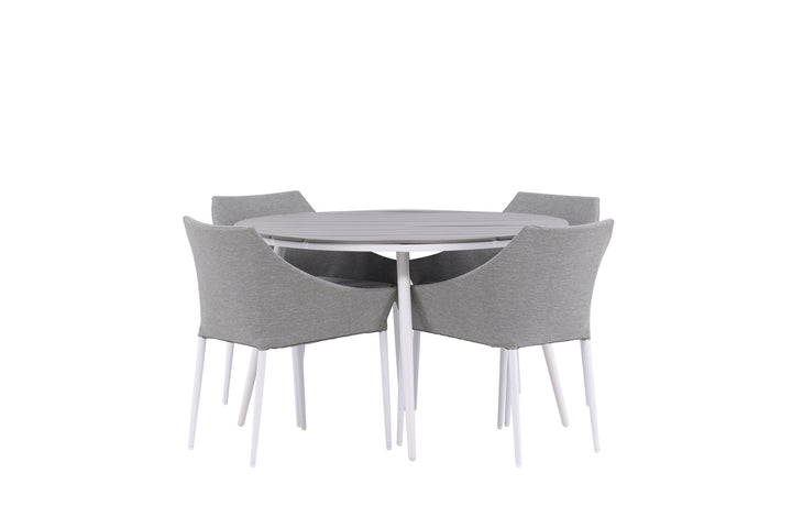 Venture Home Break - Dining Table Round- White / Grey - Alu / Aintwood - 120ø _1+ Spoga - Dining Chair- White / Grey - - _4