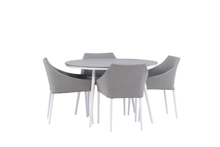 Venture Home Break - Dining Table Round- White / Grey - Alu / Aintwood - 120ø _1+ Spoga - Dining Chair- White / Grey - - _4
