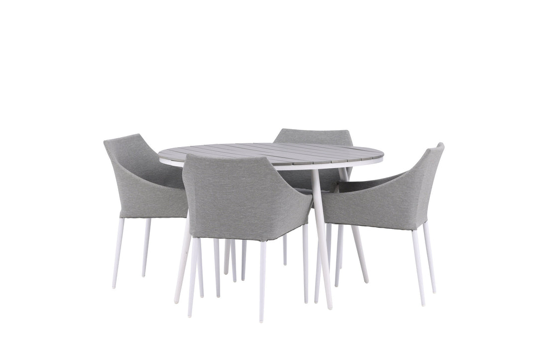 Venture Home Break - Dining Table Round- White / Grey - Alu / Aintwood - 120ø _1+ Spoga - Dining Chair- White / Grey - - _4