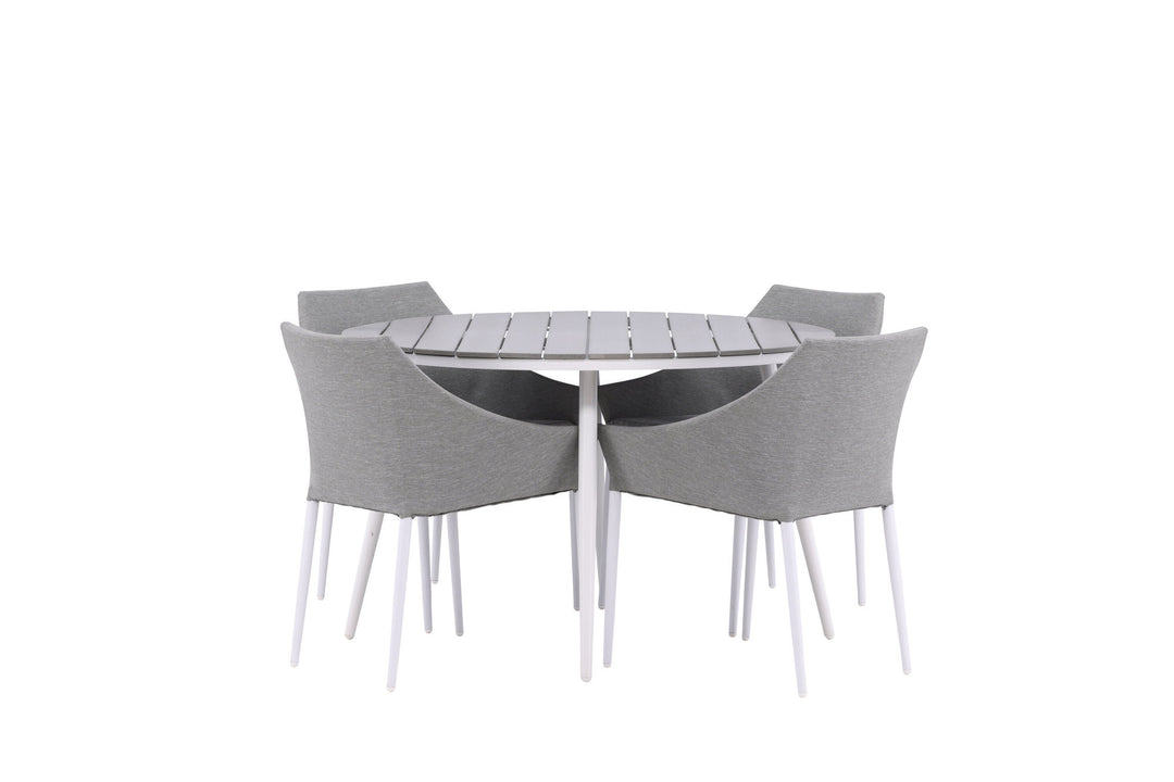 Venture Home Break - Dining Table Round- White / Grey - Alu / Aintwood - 120ø _1+ Spoga - Dining Chair- White / Grey - - _4