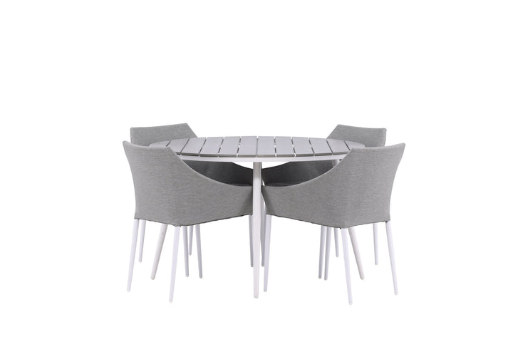 Venture Home Break - Dining Table Round- White / Grey - Alu / Aintwood - 120ø _1+ Spoga - Dining Chair- White / Grey - - _4
