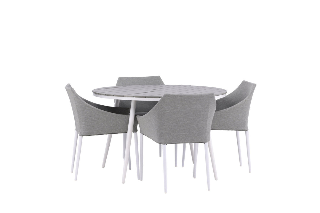 Venture Home Break - Dining Table Round- White / Grey - Alu / Aintwood - 120ø _1+ Spoga - Dining Chair- White / Grey - - _4