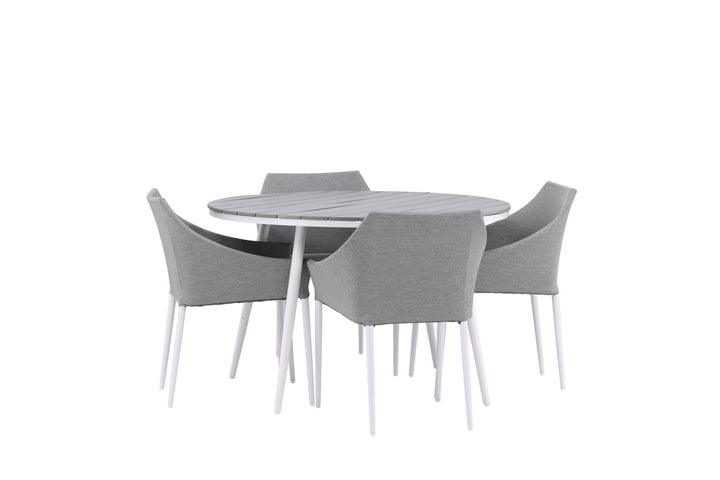 Venture Home Break - Dining Table Round- White / Grey - Alu / Aintwood - 120ø _1+ Spoga - Dining Chair- White / Grey - - _4