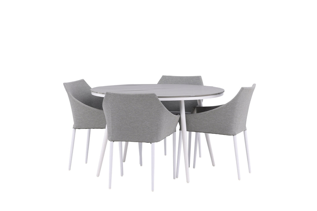 Venture Home Break - Dining Table Round- White / Grey - Alu / Aintwood - 120ø _1+ Spoga - Dining Chair- White / Grey - - _4