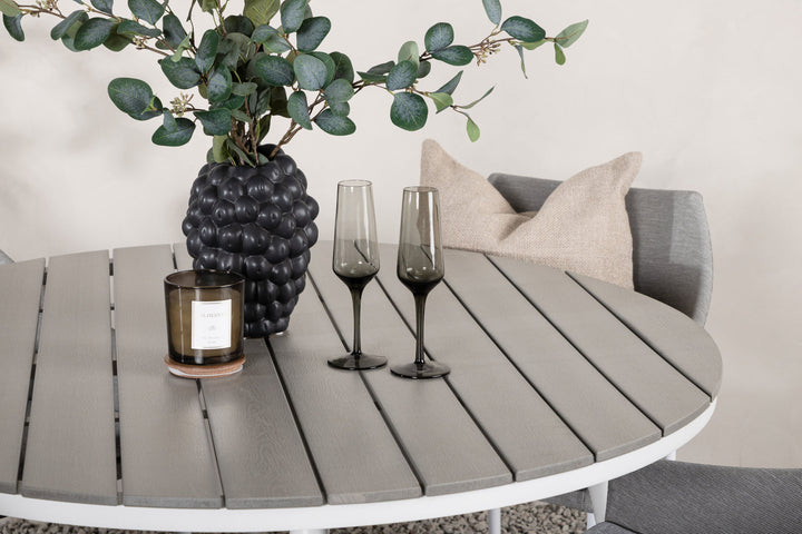 Venture Home Break - Dining Table Round- White / Grey - Alu / Aintwood - 120ø _1+ Spoga - Dining Chair- White / Grey - - _4