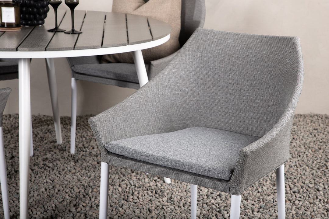 Venture Home Break - Dining Table Round- White / Grey - Alu / Aintwood - 120ø _1+ Spoga - Dining Chair- White / Grey - - _4