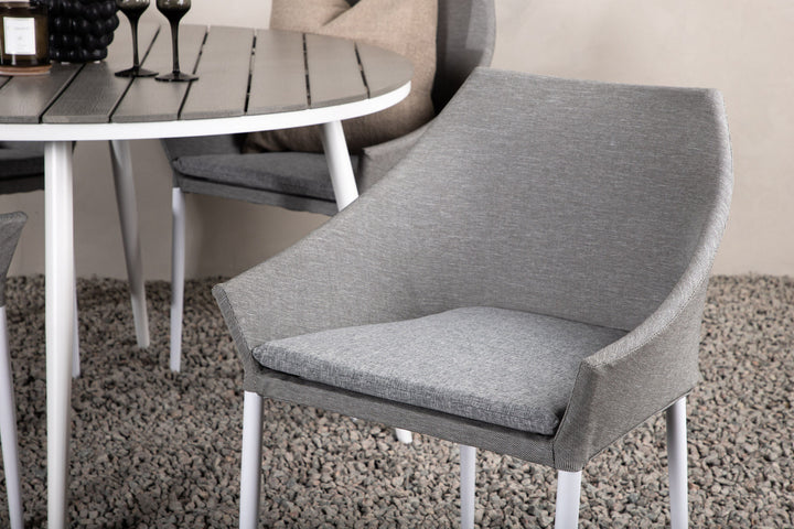 Venture Home Break - Dining Table Round- White / Grey - Alu / Aintwood - 120ø _1+ Spoga - Dining Chair- White / Grey - - _4