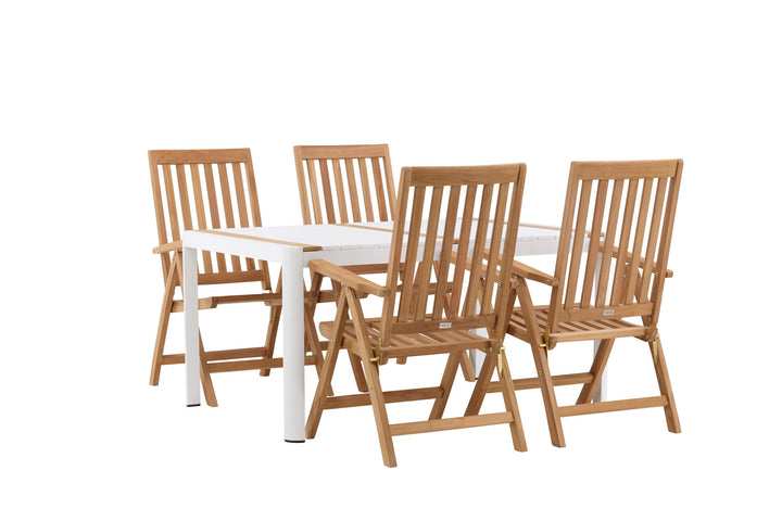 Venture Home Togo - Dining Table- White / Teak - Allu / Teak - 150*100 _1+ Kenya 5-position Folding Chair - Teak _4
