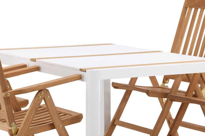 Venture Home Togo - Dining Table- White / Teak - Allu / Teak - 150*100 _1+ Kenya 5-position Folding Chair - Teak _4
