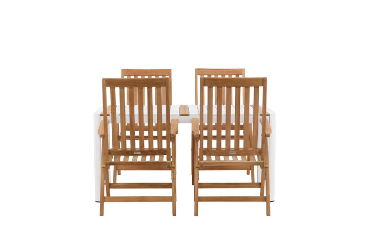 Venture Home Togo - Dining Table- White / Teak - Allu / Teak - 150*100 _1+ Kenya 5-position Folding Chair - Teak _4