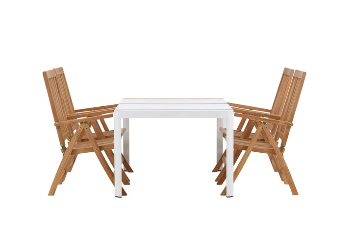 Venture Home Togo - Dining Table- White / Teak - Allu / Teak - 150*100 _1+ Kenya 5-position Folding Chair - Teak _4