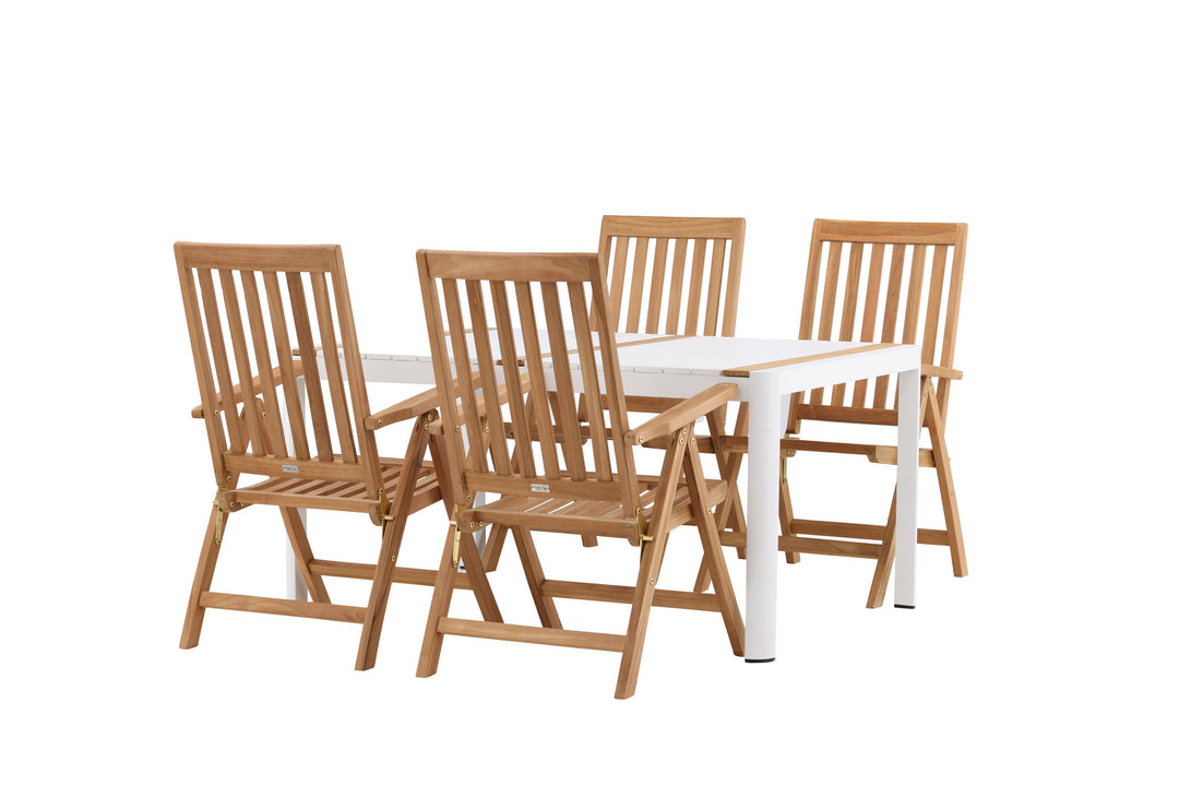 Venture Home Togo - Dining Table- White / Teak - Allu / Teak - 150*100 _1+ Kenya 5-position Folding Chair - Teak _4