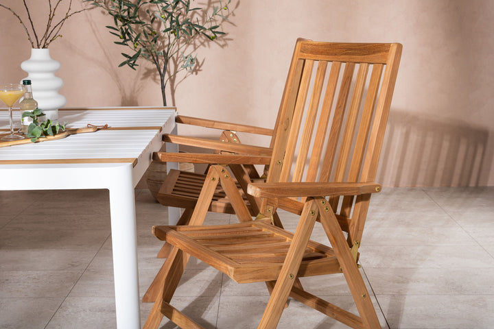 Venture Home Togo - Dining Table- White / Teak - Allu / Teak - 150*100 _1+ Kenya 5-position Folding Chair - Teak _4